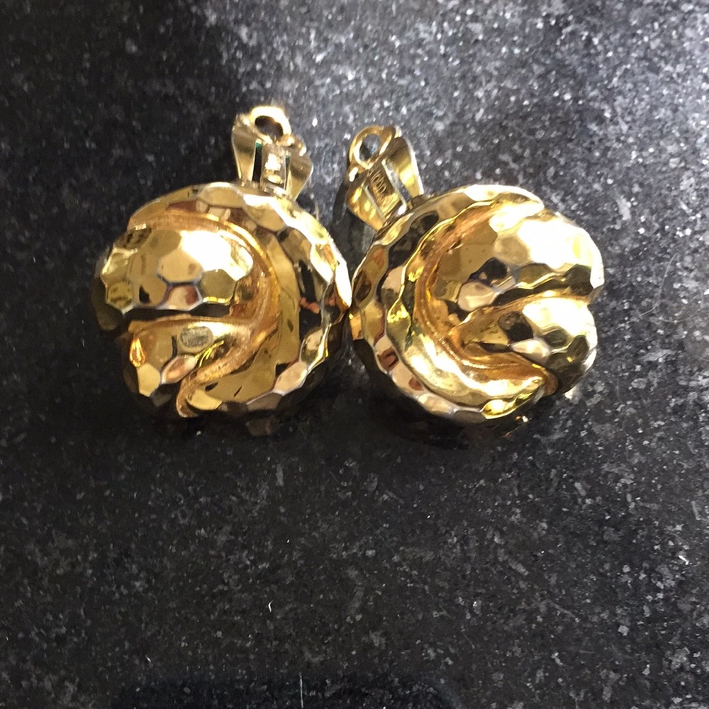 Vintage St. John hammered knot clip earrings